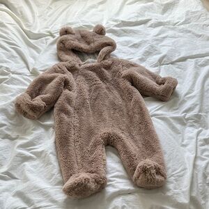 First Wish Cozy Brown Fleece Bear Onesie Suit